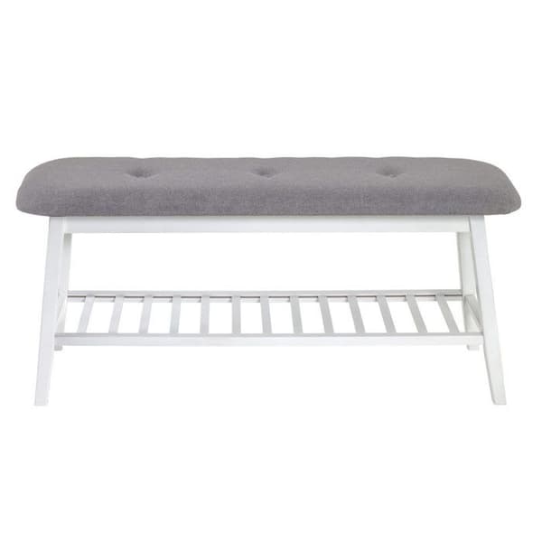 Skoställ och bänk i bambu 100 cm Vit - Paris Prix - Trä - 6 par - Modernt