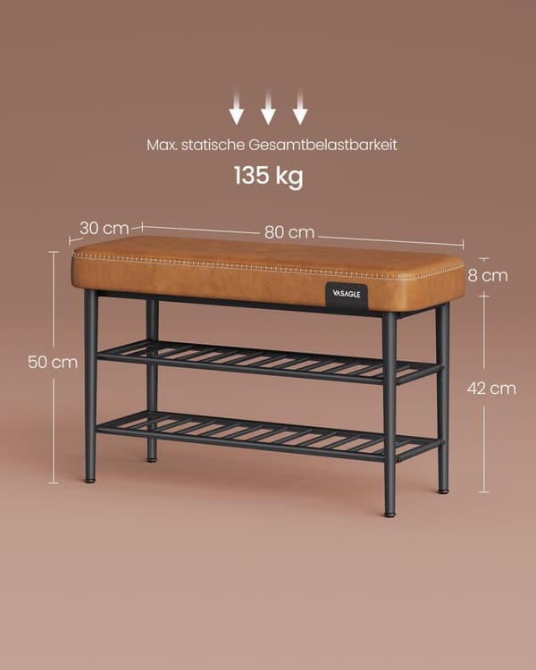 Rootz EKHO Collection - Kenkäpenkki - Entryway Järjestäjä - Karamelliruskea - 30cm x 80cm x 50cm - 6,3kg