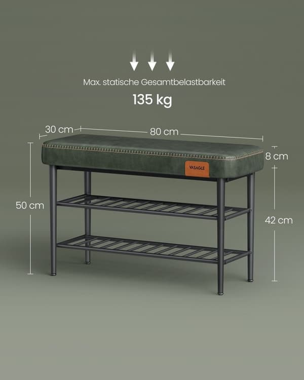 Rootz Ekho Collection kenkäpenkki - Säilytyspenkki - Sisäänkäynnin järjestäjä - Metsänvihreä - 30D x 80L x 50K cm - 6,3kg
