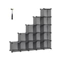 Miniatyrbillede 1 af 8: Rootz DIY skostativ med 16 terninger - Organizer - Opbevaringsløsning - Grå - PP plastmateriale - 123 cm x 31 cm x 123 cm - Nem montering