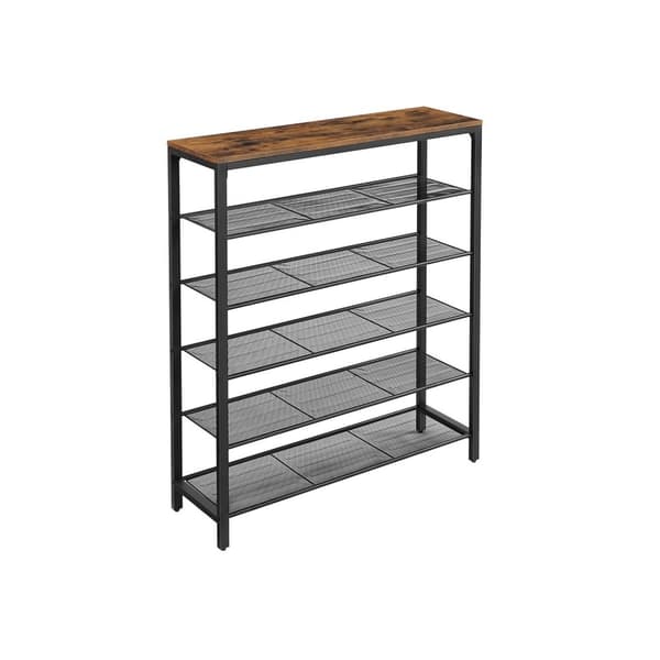 Rootz skostativ - Vintage skoorganisator - Skohylde af spånplader - 100 x 30 x 110 cm - Stålramme - 11,2 kg - Anti-tip - Nem montering