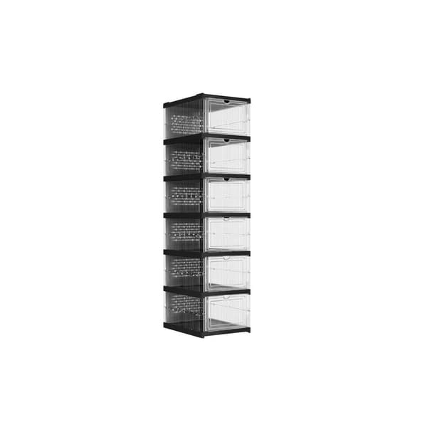 Skoskåp-med 6 skoboxar-transparent-bläck svart
