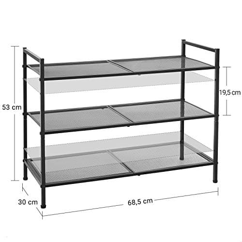 Shoe Rack - 3 hyllor - Metal Frame - Svart