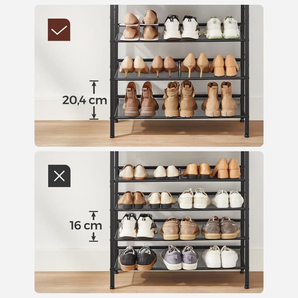 Sko rack med 5 niveauer og overflade til poser - industriel - brun / sort