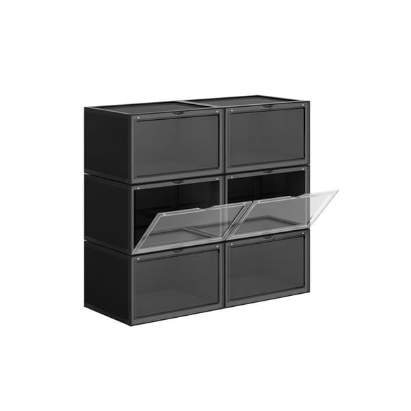 Skoboxar - uppsättning av 6 - Stackbara förvaringslådor - 46,36 x 28 x 22 cm - transparent