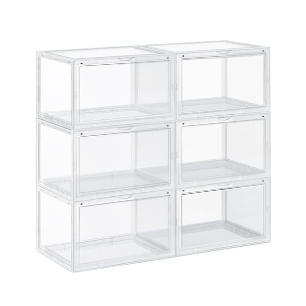 Skobokse - Sæt med 6 - Stabelbare opbevaringsbokse - 46,36 x 28 x 22 cm - Gennemsigtig