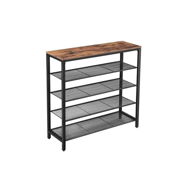 Sko rack - 4 gitter med toppe til poser - Industriel design - sort/brun