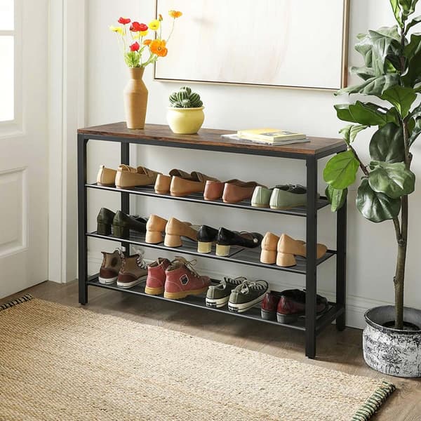 Sko rack - med 3 gitter - 100 x 30 x 72 cm - brun/sort