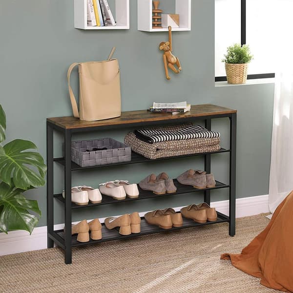 Sko rack - med 3 gitter - 100 x 30 x 72 cm - brun/sort