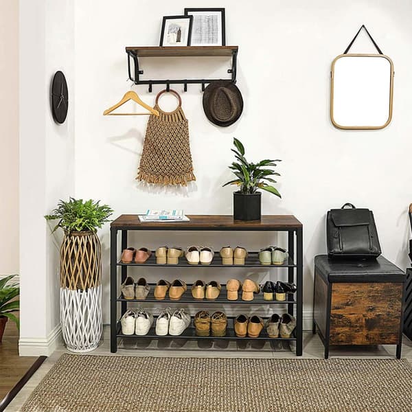 Sko rack - med 3 gitter - 100 x 30 x 72 cm - brun/sort