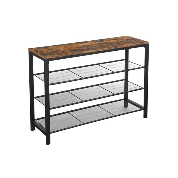 Sko rack - med 3 gitter - 100 x 30 x 72 cm - brun/sort