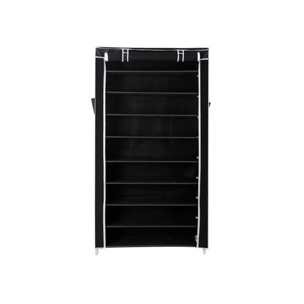 Shoe Rack - med 10 nivåer - med täckning - för 40 par - svart
