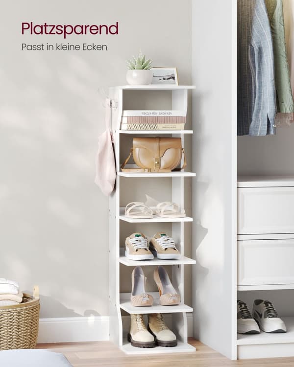 Sko rack - smalle - 6 niveauer - hvid