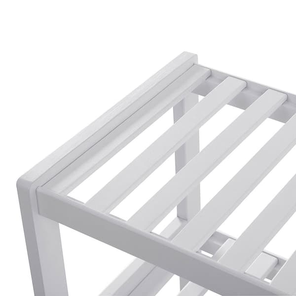 Sko rack - bambus - 3 niveauer - 70 x 55 x 26 cm - Hvid