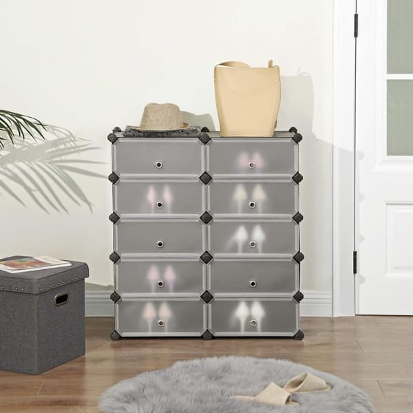 Sko rack - plastopbevaringsstativ - 10 -rum hylde -system - sort