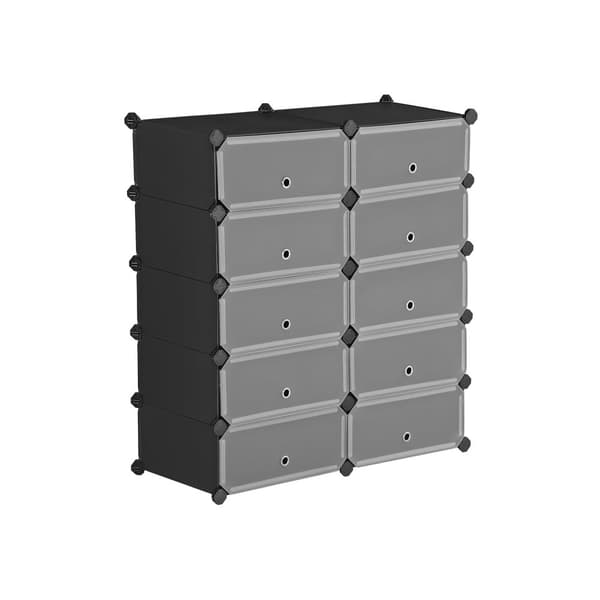 Sko rack - plastopbevaringsstativ - 10 -rum hylde -system - sort