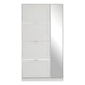 Pikkukuva 7 / 9: SCHUHSCHRANK WEISS MIT SPIEGEL 4 KLAPPFÄCHER/VERSTELLBARES REGAL B80/H147/T24