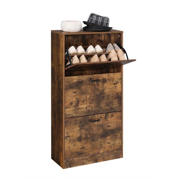 Rootz skoskab med 3 klapper - Skoopbevaring - Skoopbevaring - Op til 18 sko - Vintage brun - 60 cm x 24 cm x 120 cm