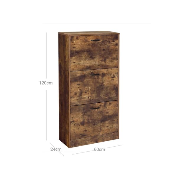 Rootz skoskab med 3 klapper - Skoopbevaring - Skoopbevaring - Op til 18 sko - Vintage brun - 60 cm x 24 cm x 120 cm