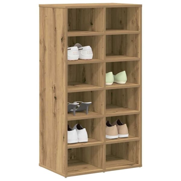 vidaXL Skohylle artisan eik 54x34x100,5 cm konstruert tre