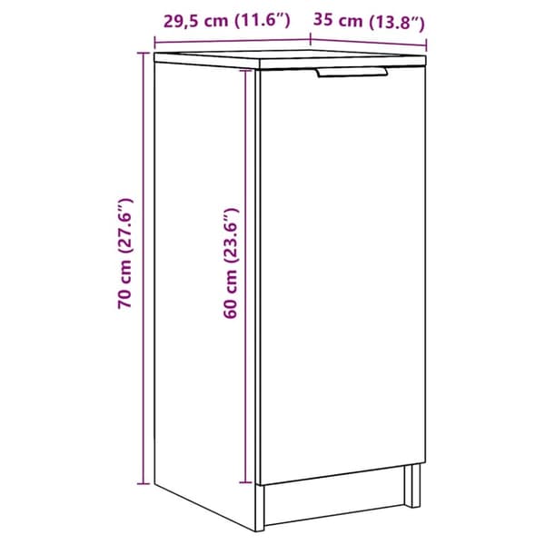 vidaXL Skohylle artisan eik 29,5x35x70 cm konstruert tre