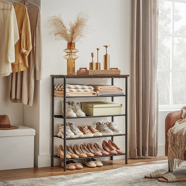 Sko rack - 4 hylder - Stofopbevaringsstativ - Industrielt design