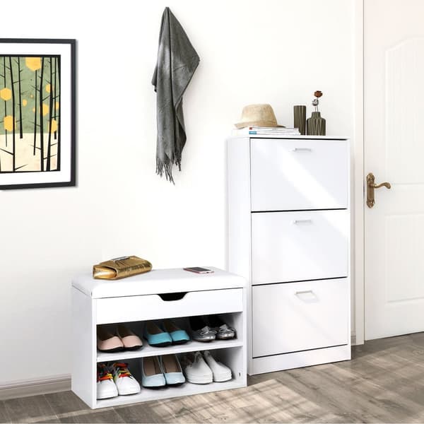 Skoskab - 3 ventiler - 60 x 120 x 24 cm - Hvid