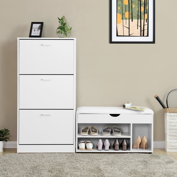 Skoskab - 3 ventiler - 60 x 120 x 24 cm - Hvid