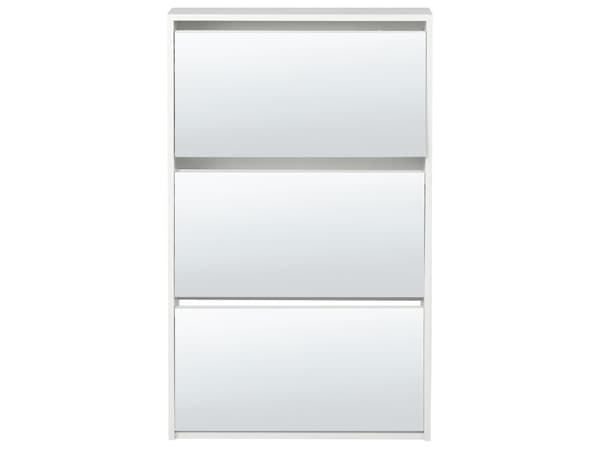 Skoskab hvid MDF panel glas 63 x 103 x 17 spejl 3 rum gang moderne stil