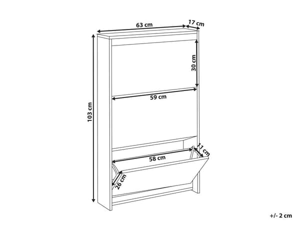 Skoskab sort MDF panel glas 63 x 103 x 17 spejl 3 rum gang moderne stil