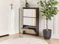 Miniatyrbillede 4 af 9: Skoskab sort MDF panel glas 63 x 103 x 17 spejl 3 rum gang moderne stil