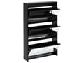Miniatyrbillede 6 af 9: Skoskab sort MDF panel glas 63 x 103 x 17 spejl 3 rum gang moderne stil