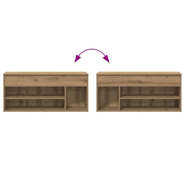 vidaXL Skobenk artisan eik 102x30,5x45 cm konstruert tre