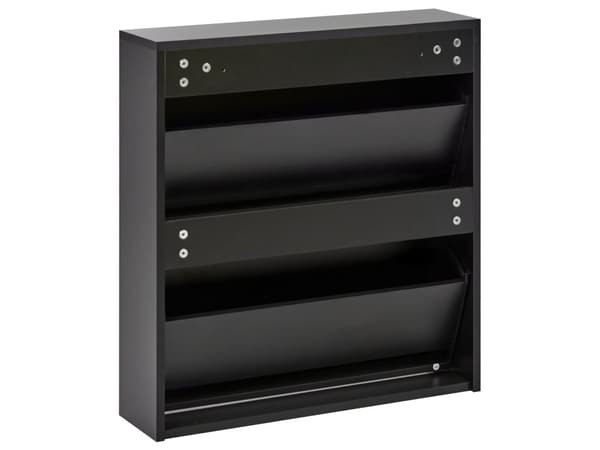 Skoskåp Svart MDF Ram Spegelfronter 2 Fack Modern Design Hall