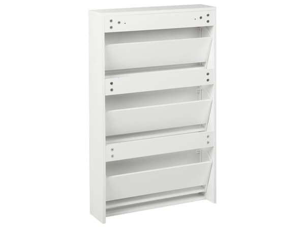 Skoskåp Vit MDF Ram Spegelfronter 3 Fack Modern Design Hall