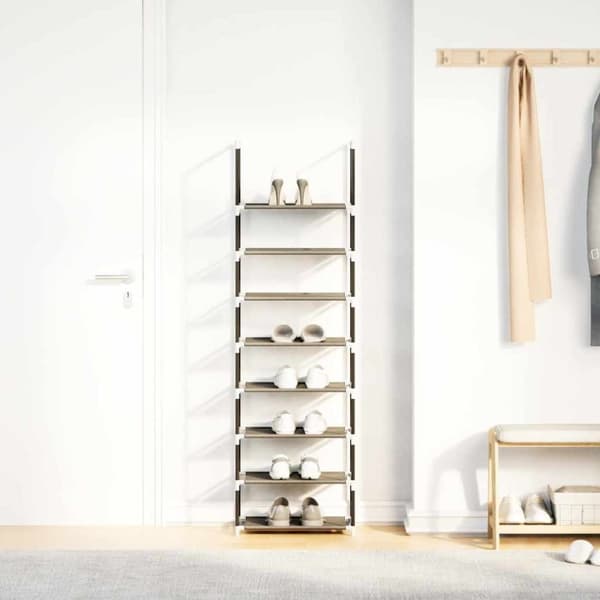 vidaXL Skostativ 8-lags svart 44x28x145 cm ikke-vevd stoff