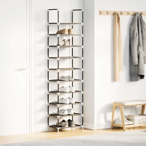 vidaXL Skostativ 10-lags svart 44x28x180 cm ikke-vevd stoff
