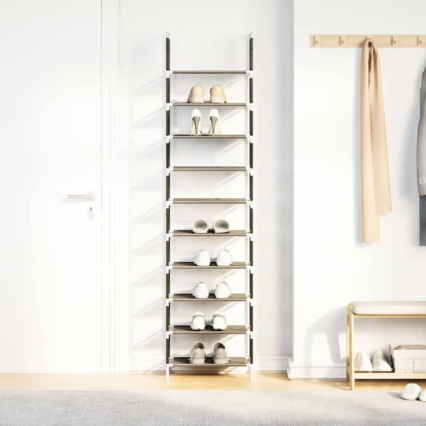 vidaXL Skostativ 10-lags svart 44x28x180 cm ikke-vevd stoff