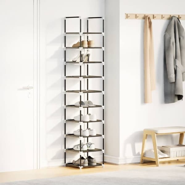 vidaXL Skostativ 10-lags svart 33x33x174 cm ikke-vevd stoff