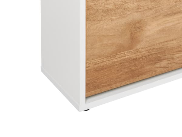 Skoopbevaringsskab Let konstrueret træ Hvid 2 rum Skuffe Åbne hylder Opbevaringsrum Moderne Design Gang