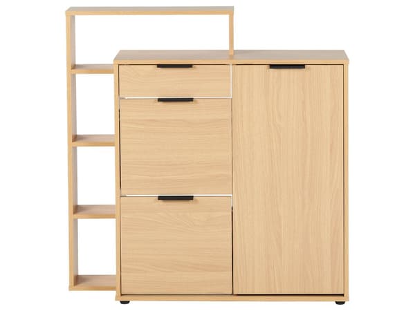 Skoopbevaringsskab Lyst træ 3 rum Skuffe Åbne hylder Opbevaringsrum Moderne Design Gang