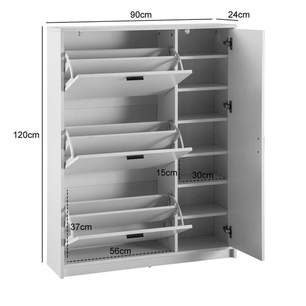 Rootz stort skoskåp - Modern skoförvaring - Entréorganisator - Gott om förvaringsutrymme - 90 cm x 120 cm x 24 cm