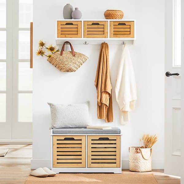 Rootz skoställ med sittdyna - Skoorganisator - Förvaringsskåp - MDF, PB - Utrymmesbesparande - 71cm x 43cm x 35cm