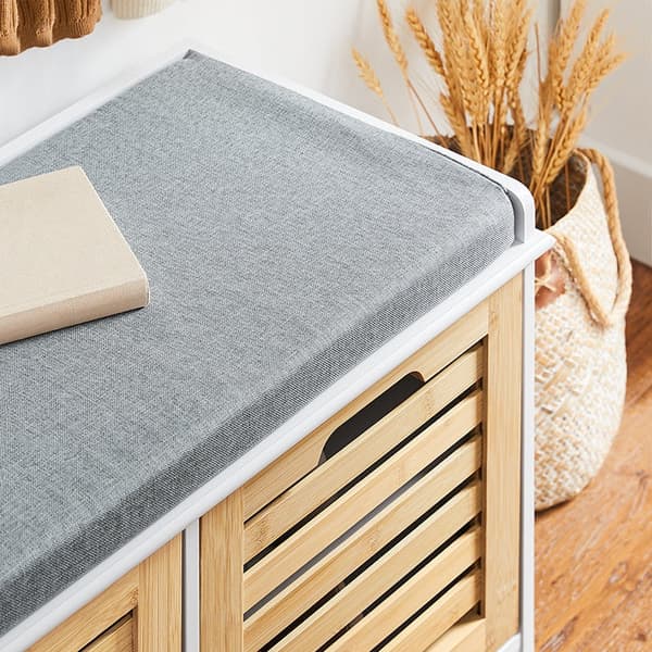 Rootz skoställ med sittdyna - Skoorganisator - Förvaringsskåp - MDF, PB - Utrymmesbesparande - 71cm x 43cm x 35cm