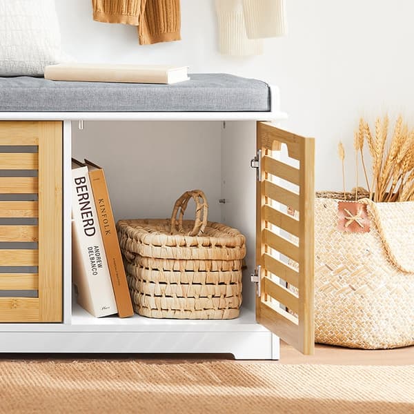 Rootz skoställ med sittdyna - Skoorganisator - Förvaringsskåp - MDF, PB - Utrymmesbesparande - 71cm x 43cm x 35cm