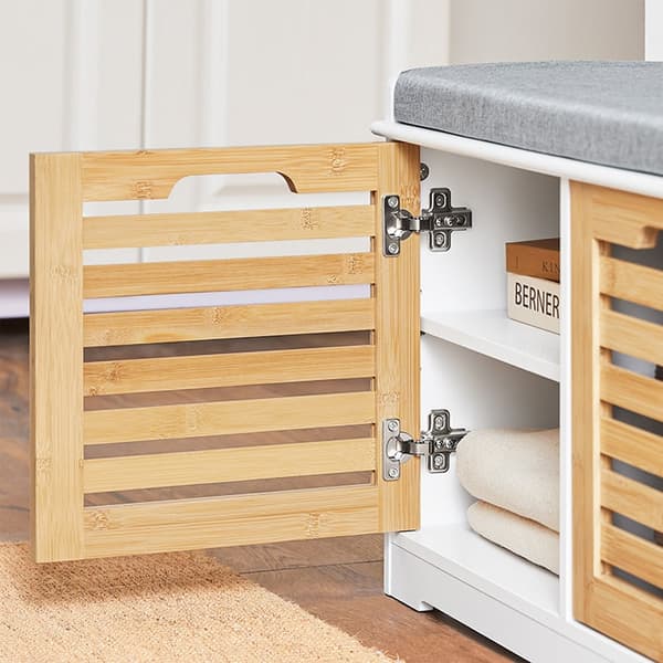 Rootz skoställ med sittdyna - Skoorganisator - Förvaringsskåp - MDF, PB - Utrymmesbesparande - 71cm x 43cm x 35cm