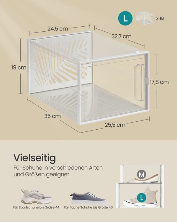 Skosasser Sæt med 18-foldbar & Stackable-gennemsigtig-viden
