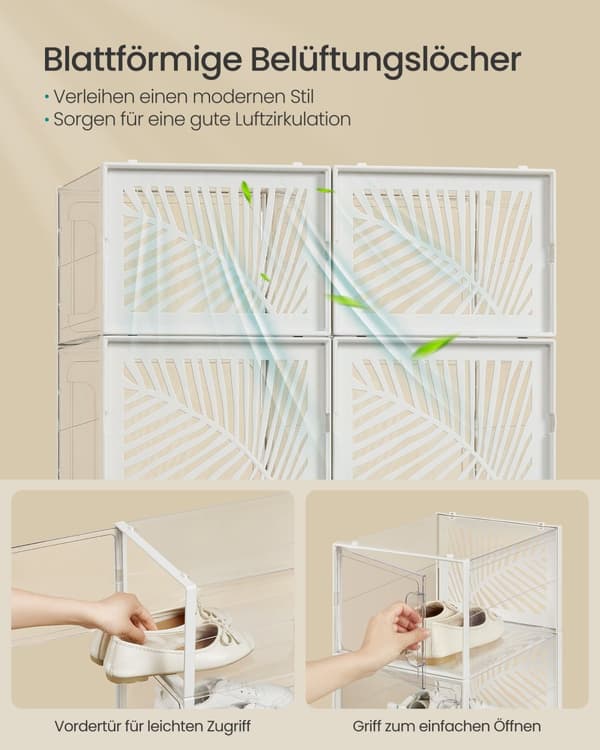 Skosasser Sæt med 18-foldbar & Stackable-gennemsigtig-viden