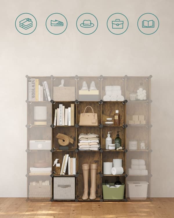 Stackable sko rack - til soveværelse - vintage brun