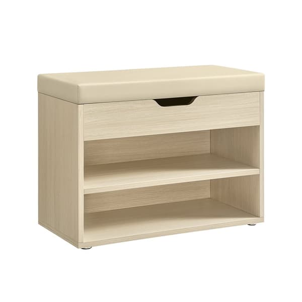 Skobænk med puder 30 x 60 x 44 cm naturlig beige
